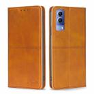 For vivo Y53S 5G/iQOO Z5X/T1X Cow Texture Magnetic Horizontal Flip Leather Phone Case(Light Brown) - 1