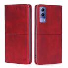 For vivo Y53S 5G/iQOO Z5X/T1X Cow Texture Magnetic Horizontal Flip Leather Phone Case(Red) - 1