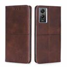 For vivo Y55S 5G Cow Texture Magnetic Horizontal Flip Leather Phone Case(Dark Brown) - 1