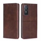 For vivo Y76S/Y74S Cow Texture Magnetic Horizontal Flip Leather Phone Case(Dark Brown) - 1