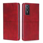 For vivo Y76S/Y74S Cow Texture Magnetic Horizontal Flip Leather Phone Case(Red) - 1