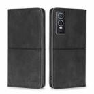 For vivo Y76S/Y74S Cow Texture Magnetic Horizontal Flip Leather Phone Case(Black) - 1