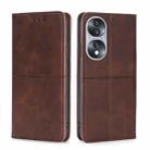 For Honor 70 Cow Texture Magnetic Horizontal Flip Leather Phone Case(Dark Brown) - 1