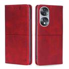 For Honor 70 Cow Texture Magnetic Horizontal Flip Leather Phone Case(Red) - 1