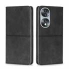 For Honor 70 Cow Texture Magnetic Horizontal Flip Leather Phone Case(Black) - 1