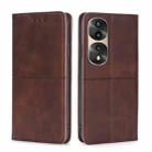 For Honor 70 Pro/70 Pro+ Cow Texture Magnetic Horizontal Flip Leather Phone Case(Dark Brown) - 1