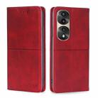 For Honor 70 Pro/70 Pro+ Cow Texture Magnetic Horizontal Flip Leather Phone Case(Red) - 1