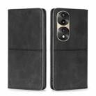 For Honor 70 Pro/70 Pro+ Cow Texture Magnetic Horizontal Flip Leather Phone Case(Black) - 1