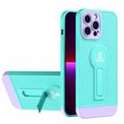 For iPhone 13 Pro Small Tail Holder TPU+PC Phone Case (Light Green+Purple) - 1