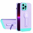 For iPhone 13 Pro Small Tail Holder TPU+PC Phone Case (Purple+Light Green) - 1