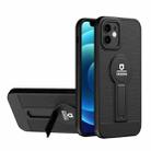 For iPhone 12 Small Tail Holder TPU+PC Phone Case(Black) - 1