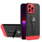 For iPhone 12 Pro Small Tail Holder TPU+PC Phone Case(Black+Red) - 1