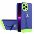 For iPhone 12 Pro Small Tail Holder TPU+PC Phone Case(Blue+Green) - 1