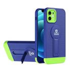 For iPhone 11 Small Tail Holder TPU+PC Phone Case (Blue+Green) - 1