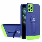 For iPhone 11 Pro Small Tail Holder TPU+PC Phone Case (Blue+Green) - 1