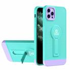 For iPhone 11 Pro Small Tail Holder TPU+PC Phone Case (Light Green+Purple) - 1