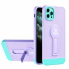 For iPhone 11 Pro Small Tail Holder TPU+PC Phone Case (Purple+Light Green) - 1