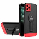 For iPhone 11 Pro Max Small Tail Holder TPU+PC Phone Case (Black+Red) - 1