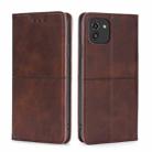 For Samsung Galaxy A03 EU Edition 166mm Cow Texture Magnetic Horizontal Flip Leather Phone Case(Dark Brown) - 1