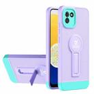 For Samsung Galaxy A03 164mm Small Tail Holder TPU+PC Phone Case(Purple+Light Green) - 1