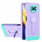 For Xiaomi Poco X3 / X3 Pro Small Tail Holder TPU+PC Phone Case(Purple+Light Green) - 1
