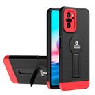 For Xiaomi Redmi Note 10 4G / Note 10S Small Tail Holder TPU+PC Phone Case(Black+Red) - 1