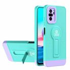 For Xiaomi Redmi Note 10 4G / Note 10S Small Tail Holder TPU+PC Phone Case(Light Green+Purple) - 1