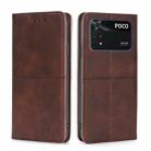 For Xiaomi Poco M4 Pro Cow Texture Magnetic Horizontal Flip Leather Phone Case(Dark Brown) - 1