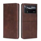 For Xiaomi Poco X4 Pro 5G Cow Texture Magnetic Horizontal Flip Leather Phone Case(Dark Brown) - 1