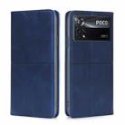 For Xiaomi Poco X4 Pro 5G Cow Texture Magnetic Horizontal Flip Leather Phone Case(Blue) - 1