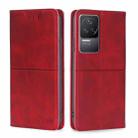 For Xiaomi Redmi K50/K50 Pro Cow Texture Magnetic Horizontal Flip Leather Phone Case(Red) - 1