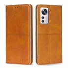 For Xiaomi 12 Pro Cow Texture Magnetic Horizontal Flip Leather Phone Case(Light Brown) - 1