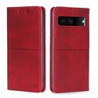 For Google Pixel 7 5G Cow Texture Magnetic Horizontal Flip Leather Phone Case(Red) - 1