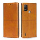 For Nokia C21 Plus Cow Texture Magnetic Horizontal Flip Leather Phone Case(Light Brown) - 1