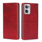 For OnePlus Nord CE 2 5G Cow Texture Magnetic Horizontal Flip Leather Phone Case(Red) - 1