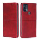 For TCL 20B/6159K Cow Texture Magnetic Horizontal Flip Leather Phone Case(Red) - 1