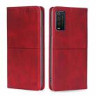 For TCL 205 Cow Texture Magnetic Horizontal Flip Leather Phone Case(Red) - 1