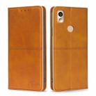 For Kyocera KY-51B Cow Texture Magnetic Horizontal Flip Leather Phone Case(Light Brown) - 1
