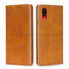 For Sharp Simple Sumaho 6/A201SH Cow Texture Magnetic Horizontal Flip Leather Phone Case(Light Brown) - 1