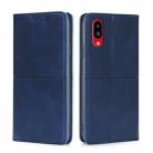 For Sharp Simple Sumaho 6/A201SH Cow Texture Magnetic Horizontal Flip Leather Phone Case(Blue) - 1