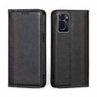 For OPPO A36 4G / A76 4G Global  Grid Texture Magnetic Flip Leather Phone Case(Black) - 1