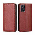 For OPPO A36 4G / A76 4G Global  Grid Texture Magnetic Flip Leather Phone Case(Red) - 1