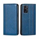 For OPPO A36 4G / A76 4G Global  Grid Texture Magnetic Flip Leather Phone Case(Blue) - 1