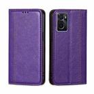 For OPPO A36 4G / A76 4G Global  Grid Texture Magnetic Flip Leather Phone Case(Purple) - 1