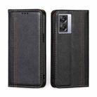 For OPPO A57 5G / Realme Q5i Grid Texture Magnetic Flip Leather Phone Case(Black) - 1