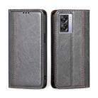 For OPPO A57 5G / Realme Q5i Grid Texture Magnetic Flip Leather Phone Case(Grey) - 1