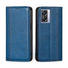 For OPPO A57 5G / Realme Q5i Grid Texture Magnetic Flip Leather Phone Case(Blue) - 1