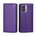For OPPO A57 5G / Realme Q5i Grid Texture Magnetic Flip Leather Phone Case(Purple) - 1