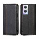 For OPPO A96 5G Grid Texture Magnetic Flip Leather Phone Case(Black) - 1