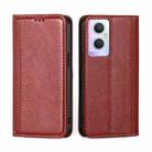 For OPPO A96 5G Grid Texture Magnetic Flip Leather Phone Case(Red) - 1